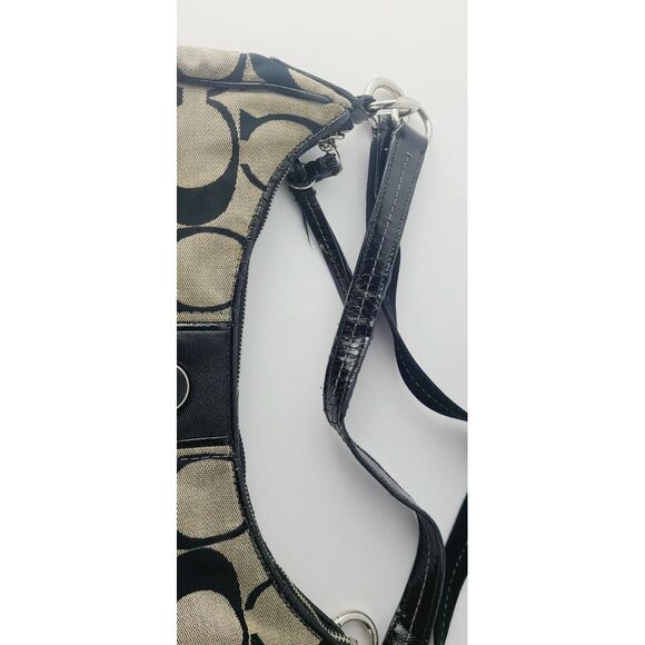 Coach Signature Stripe Hobo Convertible Shoulder Bag/Cross body Tan Black - Picture 4 of 8